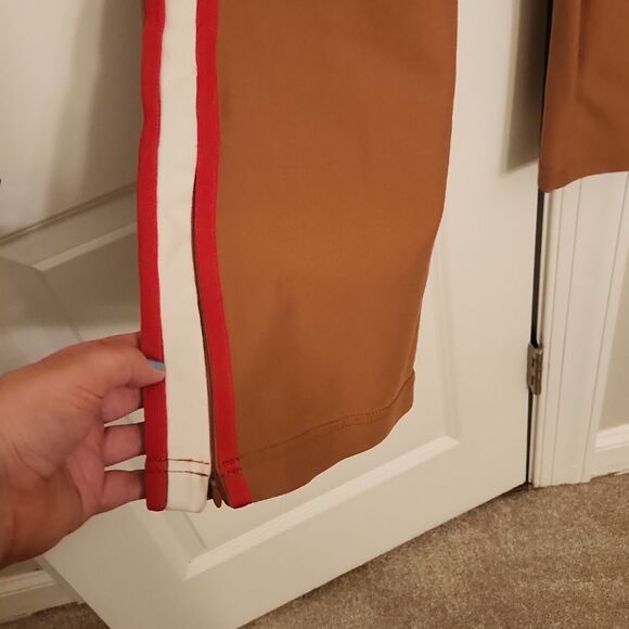 Maeve by Anthropologie Tan Pants w/ Red & White Stripes Ankle Zippers Size XS - Picture 2 of 8
